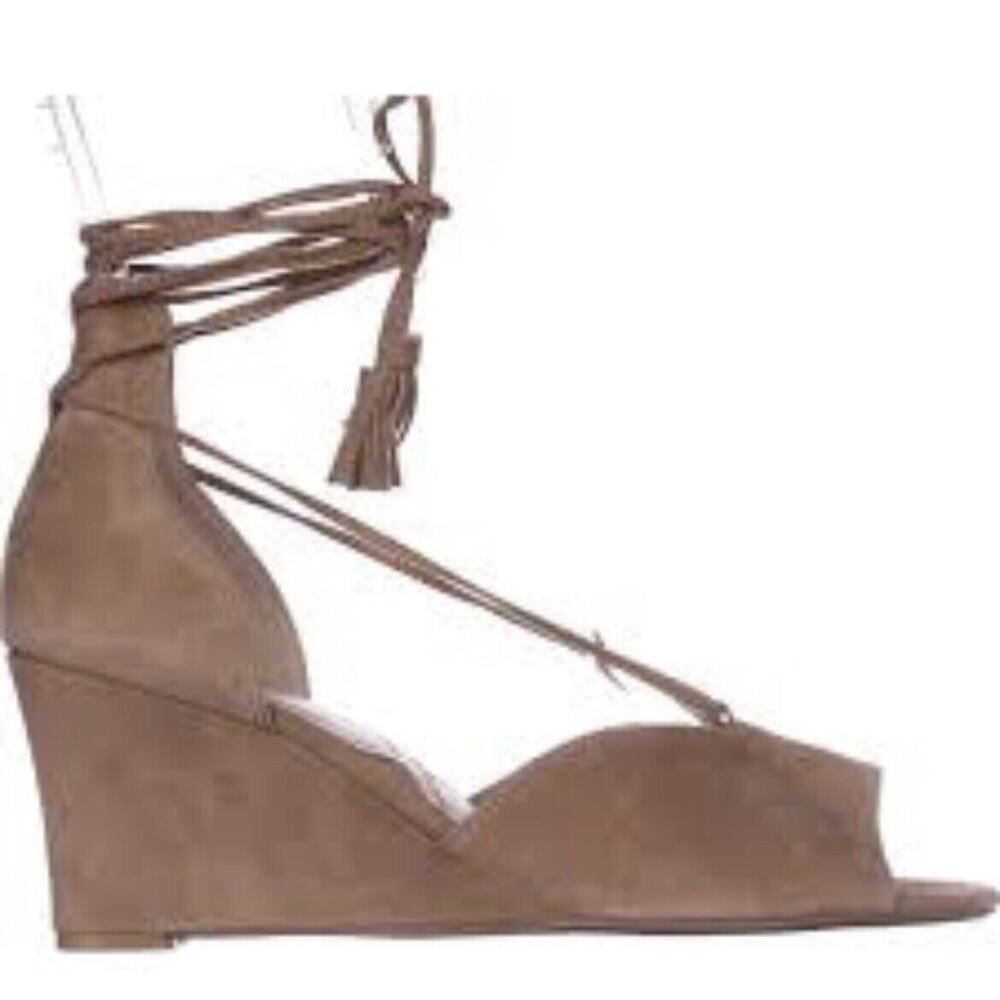Adrienne Vittadini Ankle-Wrap Wedge Sandal-Marcey Brown Suede Womens size‎ 11